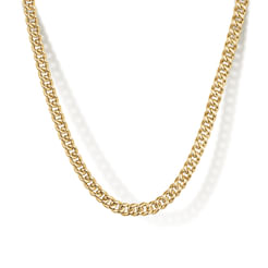 24 Inch 3mm 14K Yellow Gold Men's Hollow Cuban Link Chain Necklace