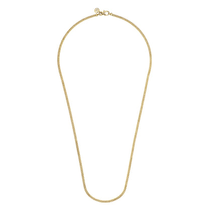 24 Inch 3mm 14K Yellow Gold Men's Hollow Cuban Link Chain Necklace
