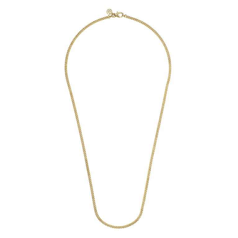 24 Inch 3mm 14K Yellow Gold Men's Hollow Cuban Link Chain Necklace - Shot 2