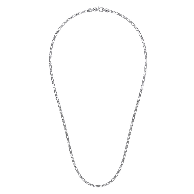 24 Inch 3mm 925 Sterling Silver Men's Solid Figaro Link Chain Necklace - Shot 2