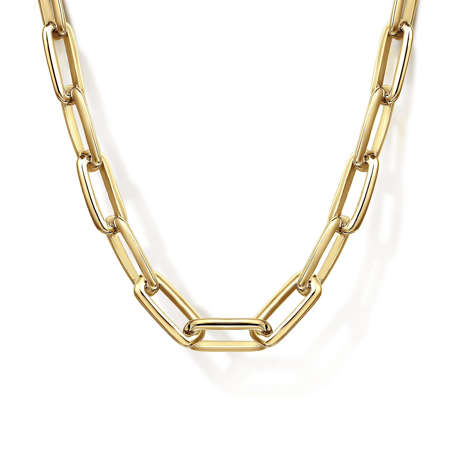 24 Inch 4.5mm 14K Yellow Gold Men's Solid Faceted Link Chain Necklace - Shot 1