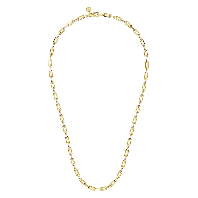 24 Inch 4.5mm 14K Yellow Gold Men's Solid Faceted Link Chain Necklace - Shot 2