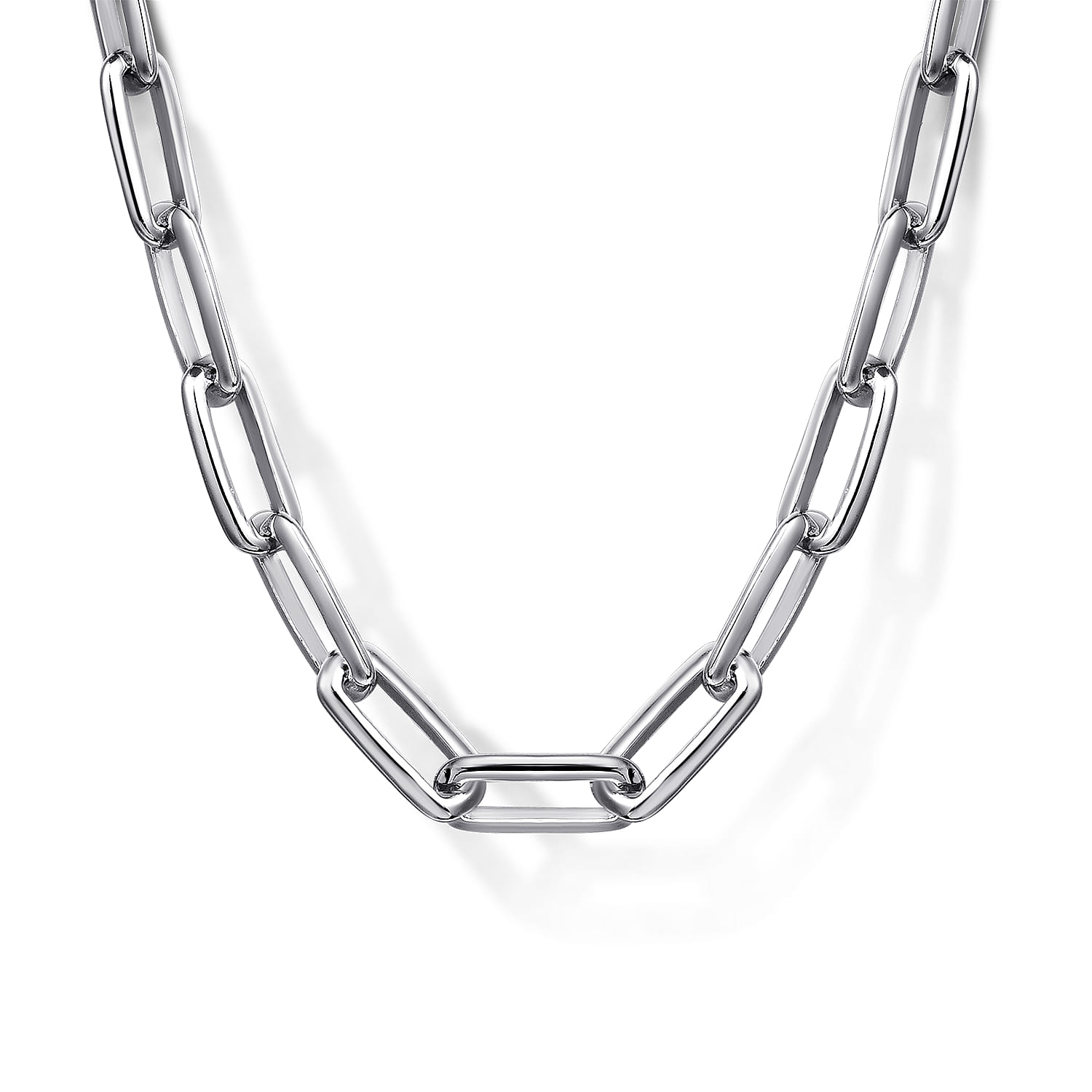 24 Inch 4.5mm 925 Sterling Silver Men's Solid Faceted Link Chain Necklace - Shot 1