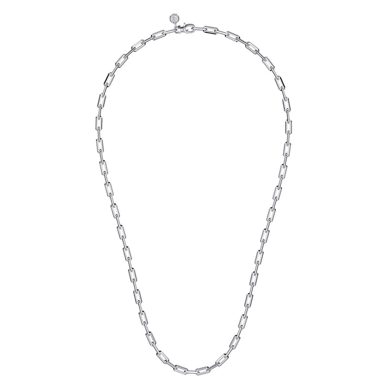 24 Inch 4.5mm 925 Sterling Silver Men's Solid Faceted Link Chain Necklace - Shot 2
