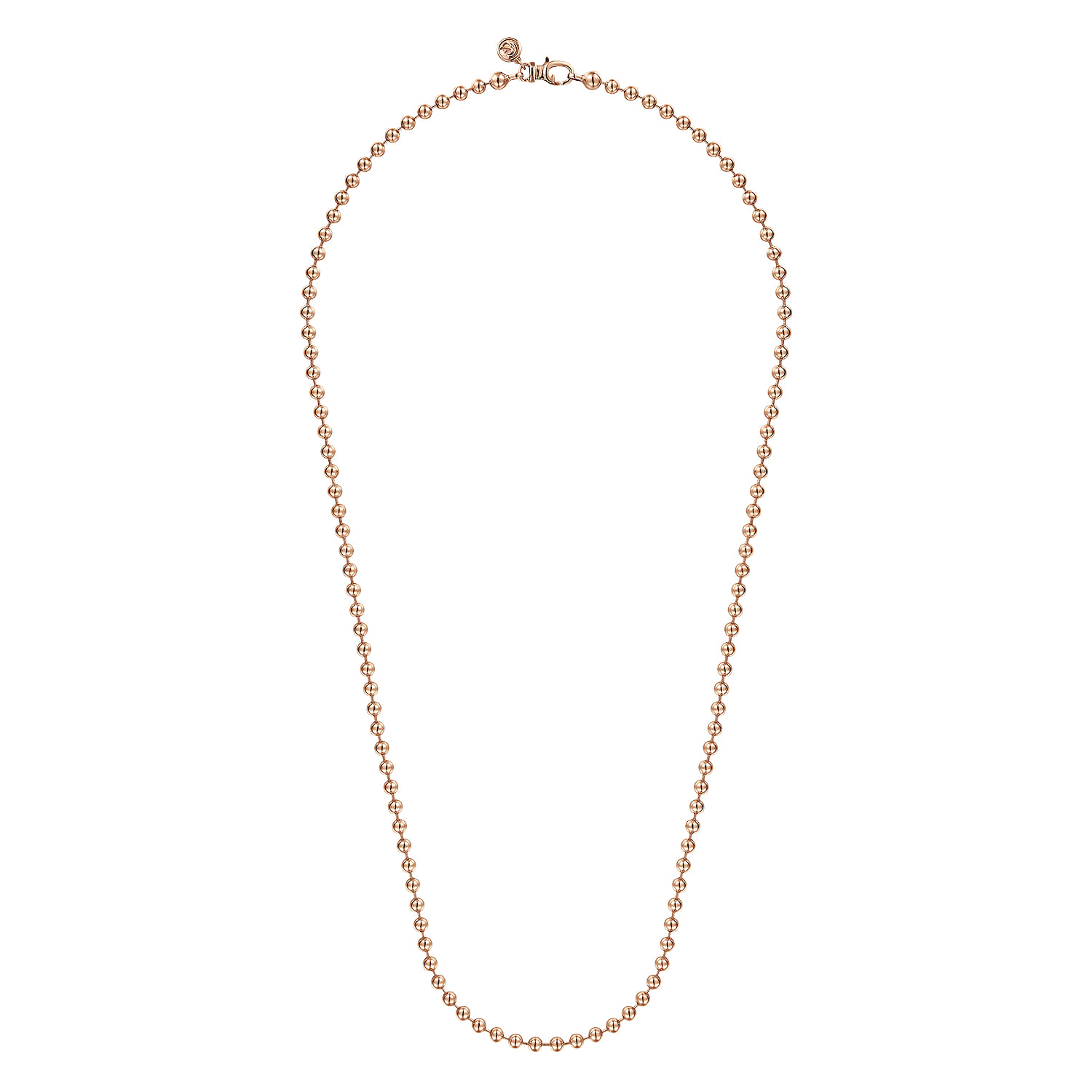 24 Inch 4mm 14K Rose Gold Men's Hollow Ball Chain Necklace - Shot 2