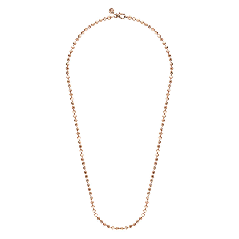 24 Inch 4mm 14K Rose Gold Men's Hollow Ball Chain Necklace - Shot 2