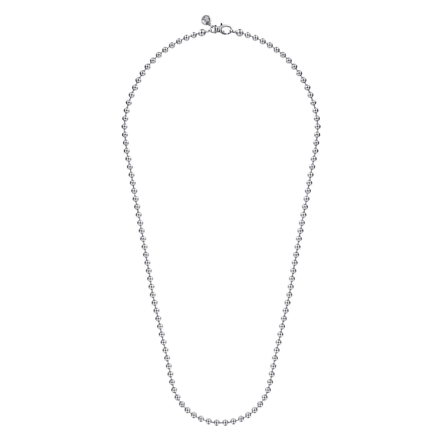 24 Inch 4mm 14K White Gold Men's Hollow Ball Chain Necklace - Shot 2