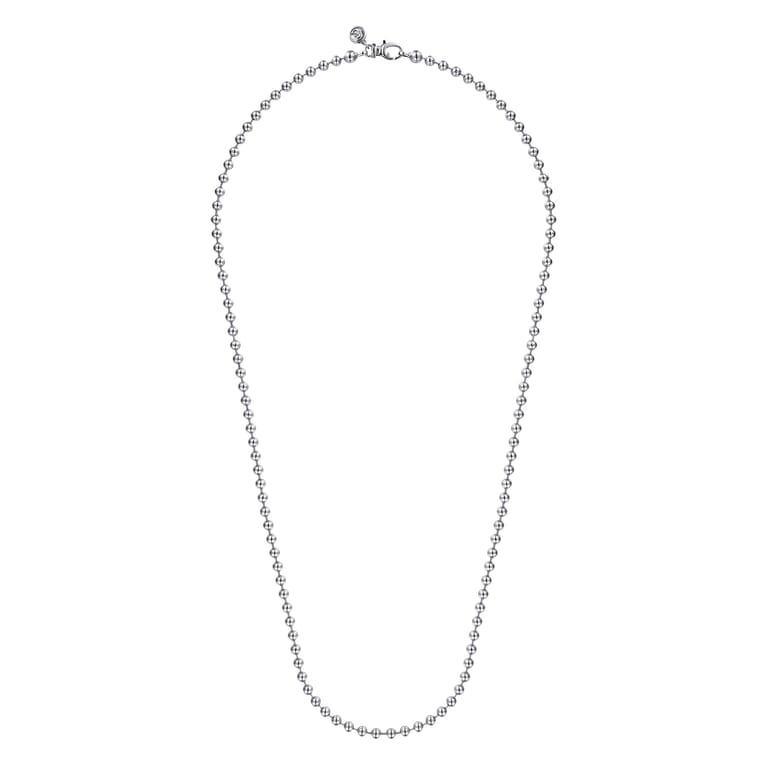 24 Inch 4mm 14K White Gold Men's Hollow Ball Chain Necklace - Shot 2