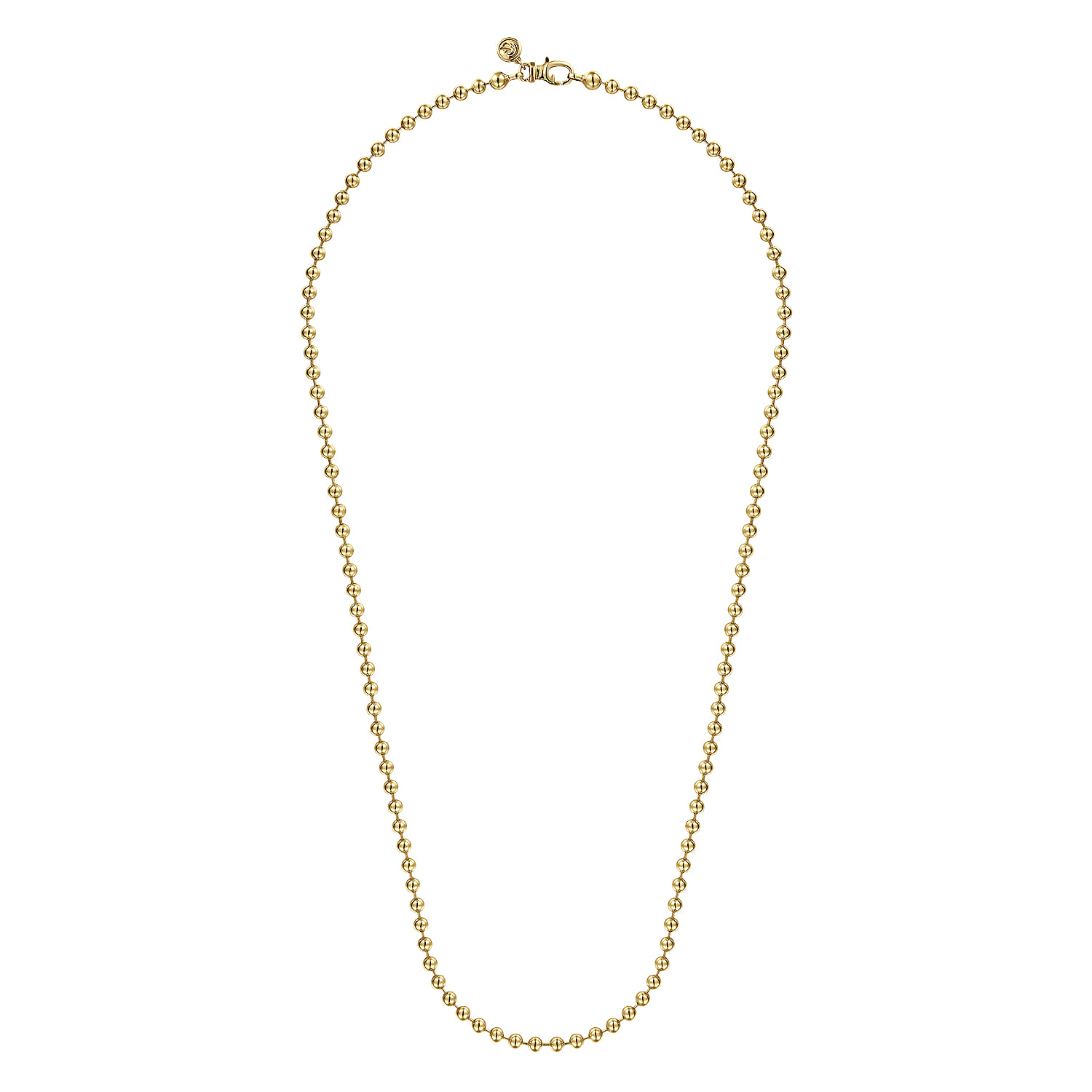 24 Inch 4mm 14K Yellow Gold Men's Hollow Ball Chain Necklace - Shot 2