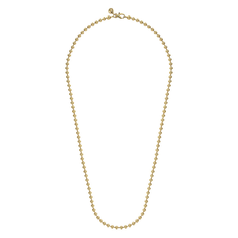 24 Inch 4mm 14K Yellow Gold Men's Hollow Ball Chain Necklace - Shot 2