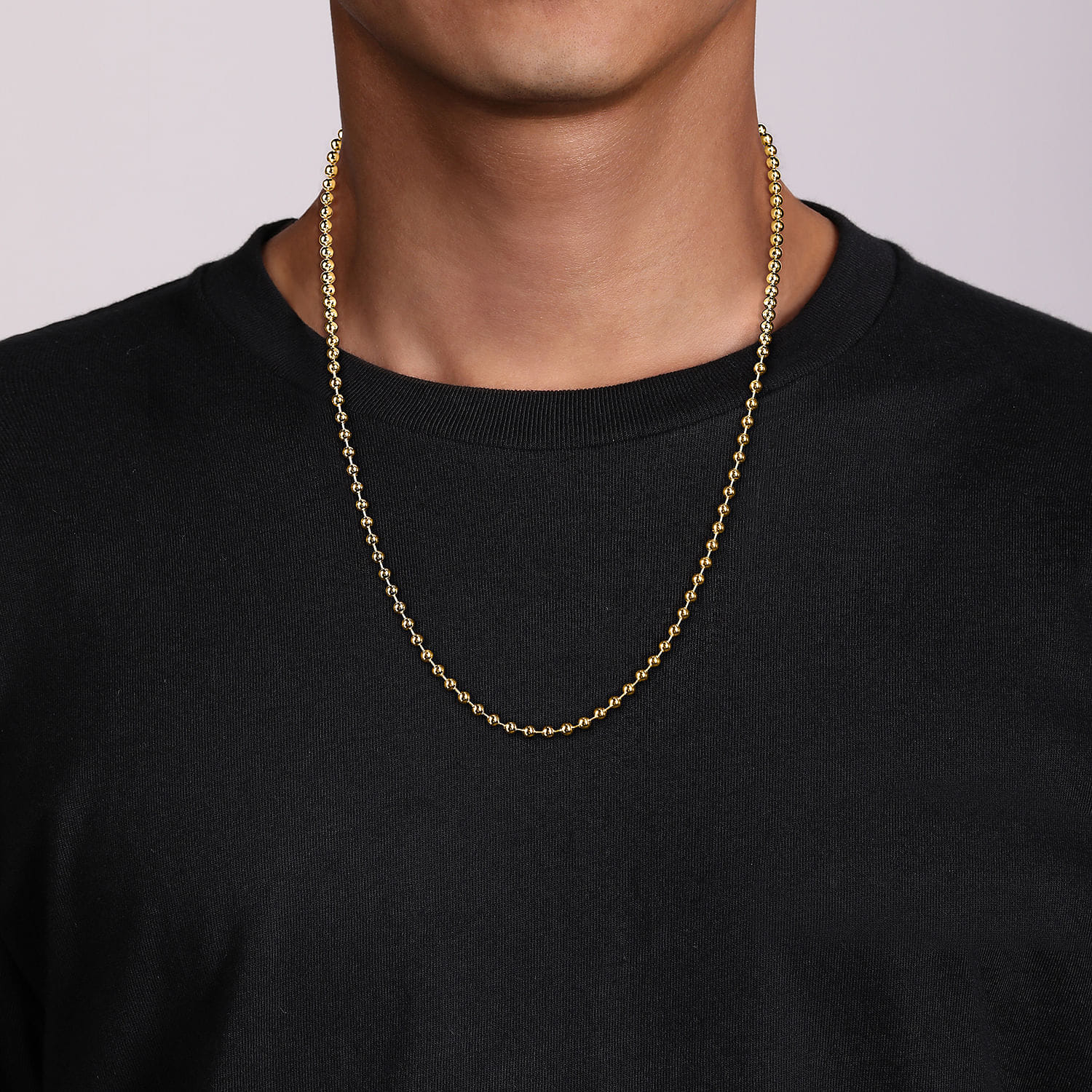 24 Inch 4mm 14K Yellow Gold Men's Hollow Ball Chain Necklace - Shot 5