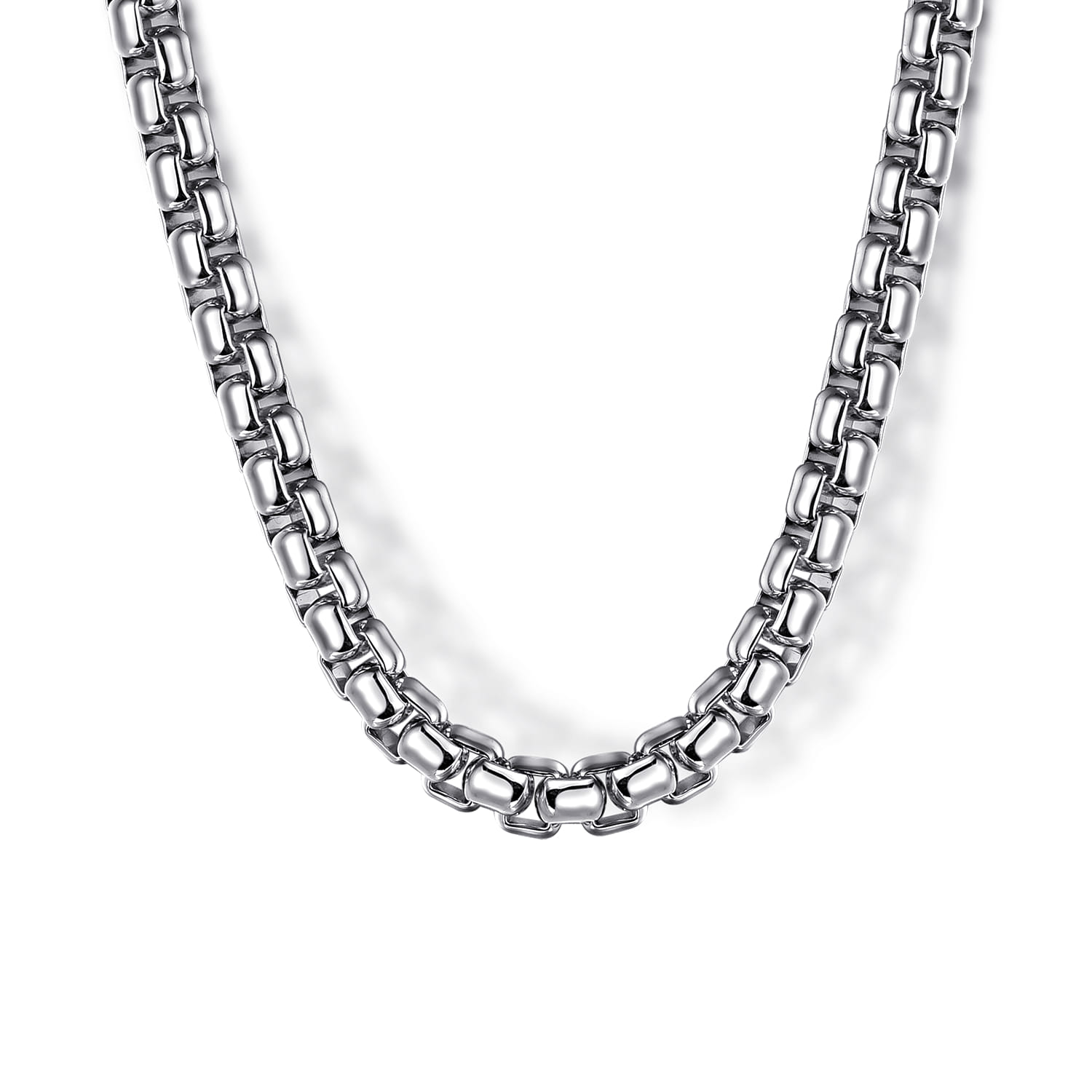 24 Inch 4mm 925 Sterling Silver Men's Solid Round Box Chain Necklace - Shot 1