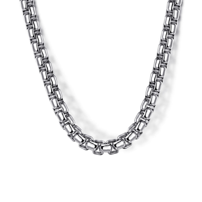 24 Inch 4mm 925 Sterling Silver Men's Solid Round Box Chain Necklace - Shot 1