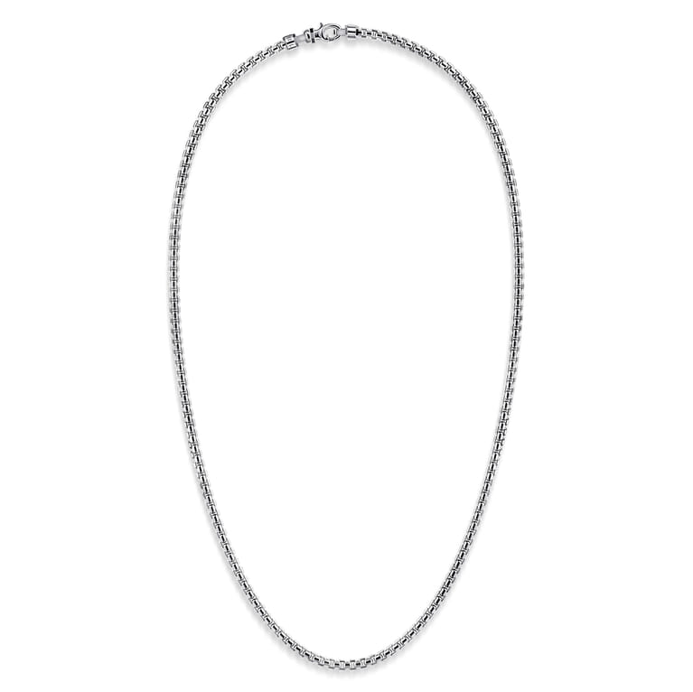 24 Inch 4mm 925 Sterling Silver Men's Solid Round Box Chain Necklace - Shot 2