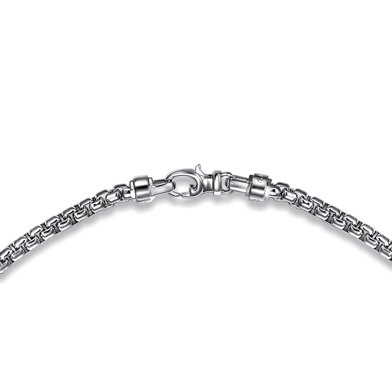 24 Inch 4mm 925 Sterling Silver Men's Solid Round Box Chain Necklace - Shot 3