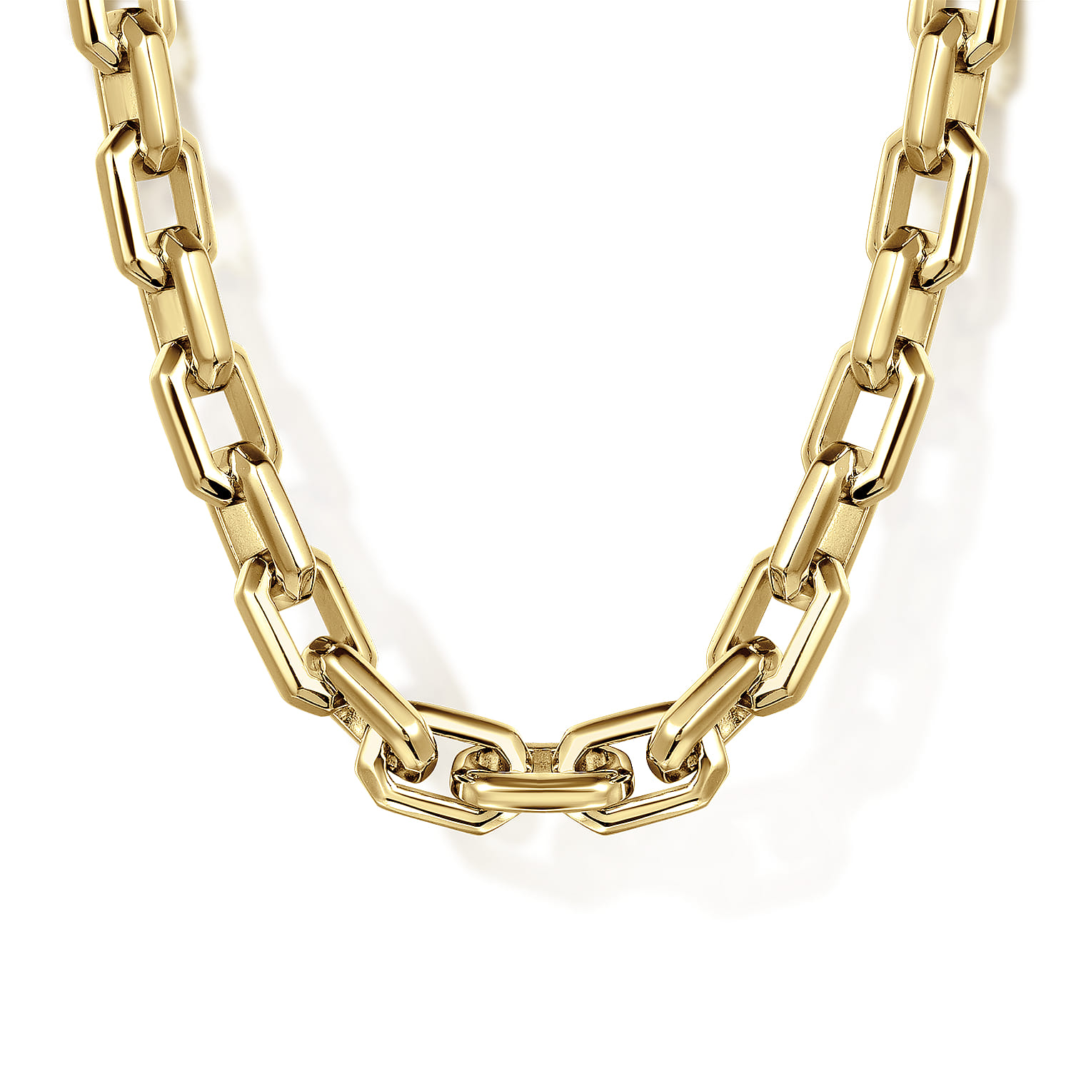 24 Inch 5.6mm 14K Yellow Gold Men's Solid Faceted Link Chain Necklace - Shot 1