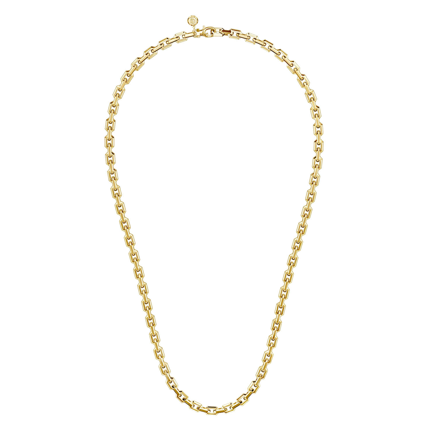 24 Inch 5.6mm 14K Yellow Gold Men's Solid Faceted Link Chain Necklace - Shot 2