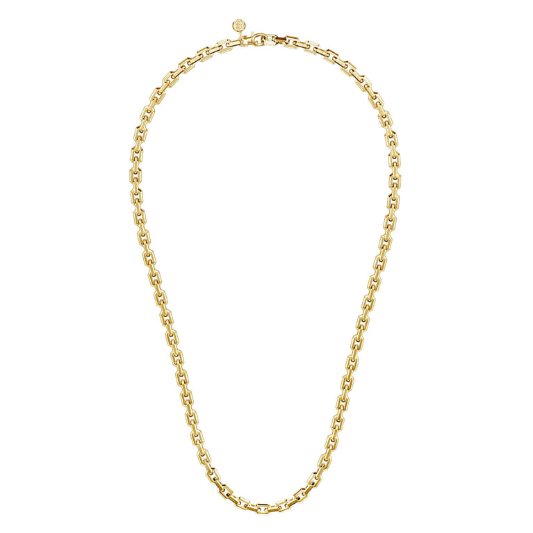 24 Inch 5.6mm 14K Yellow Gold Men's Solid Faceted Link Chain Necklace - Shot 2