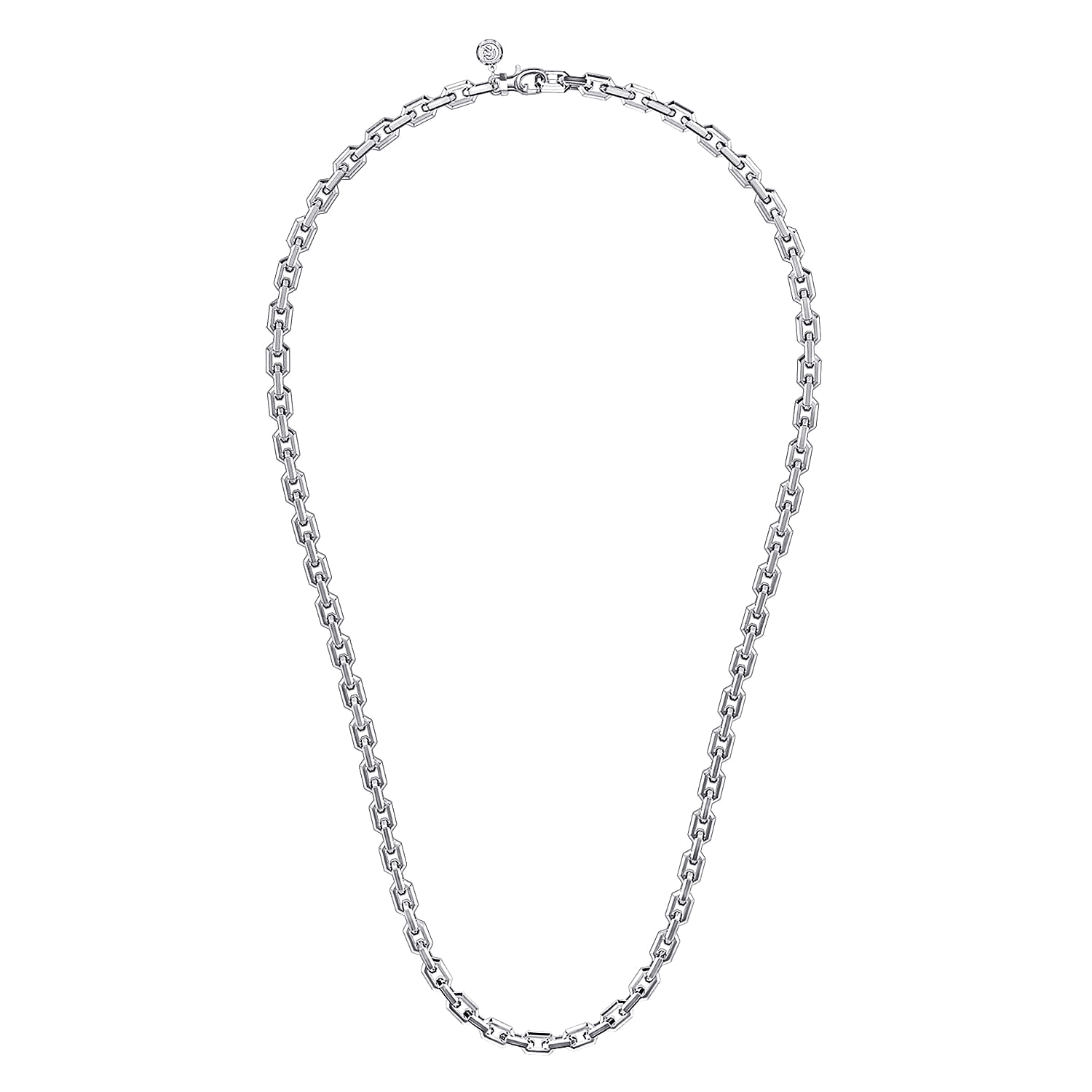24 Inch 5.6mm 925 Sterling Silver Men's Solid Faceted Link Chain Necklace - Shot 2