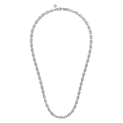 24 Inch 5.6mm 925 Sterling Silver Men's Solid Faceted Link Chain Necklace