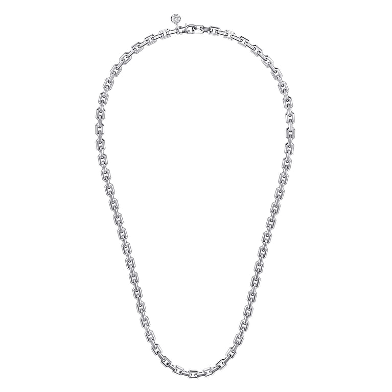 24 Inch 5.6mm 925 Sterling Silver Men's Solid Faceted Link Chain Necklace - Shot 2
