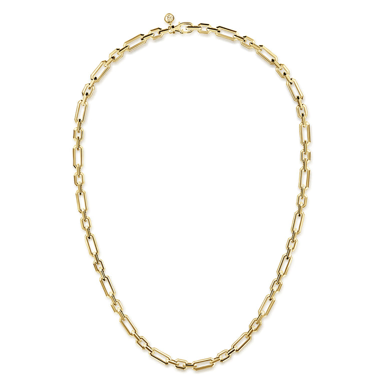 24 Inch 6.4mm 14K Yellow Gold Men's Hollow Figaro Chain Necklace - Shot 2