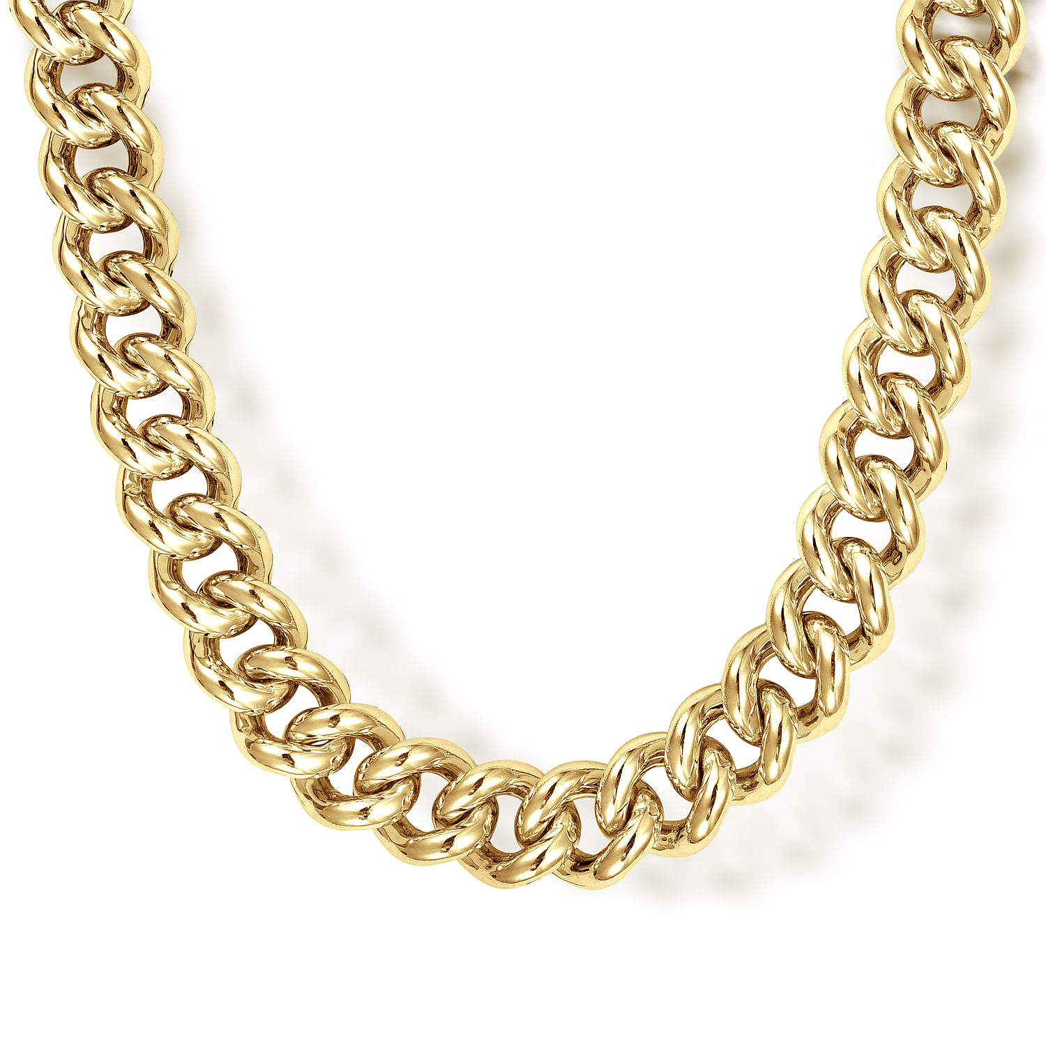 24 Inch 7mm 14K Yellow Gold Men's Solid Cuban Link Chain Necklace - Shot 1