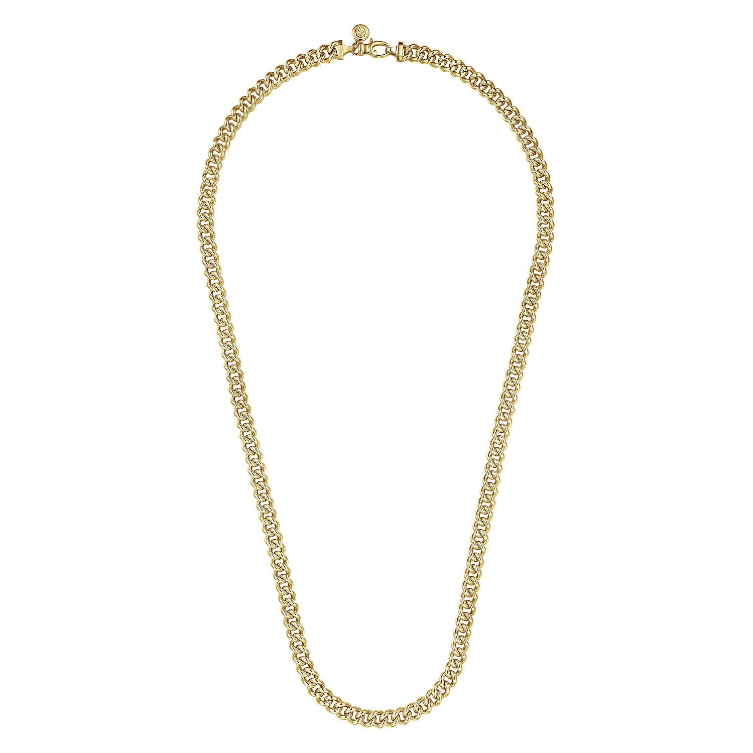 24 Inch 7mm 14K Yellow Gold Men's Solid Cuban Link Chain Necklace - Shot 2