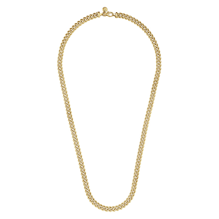 24 Inch 7mm 14K Yellow Gold Men's Solid Cuban Link Chain Necklace - Shot 2