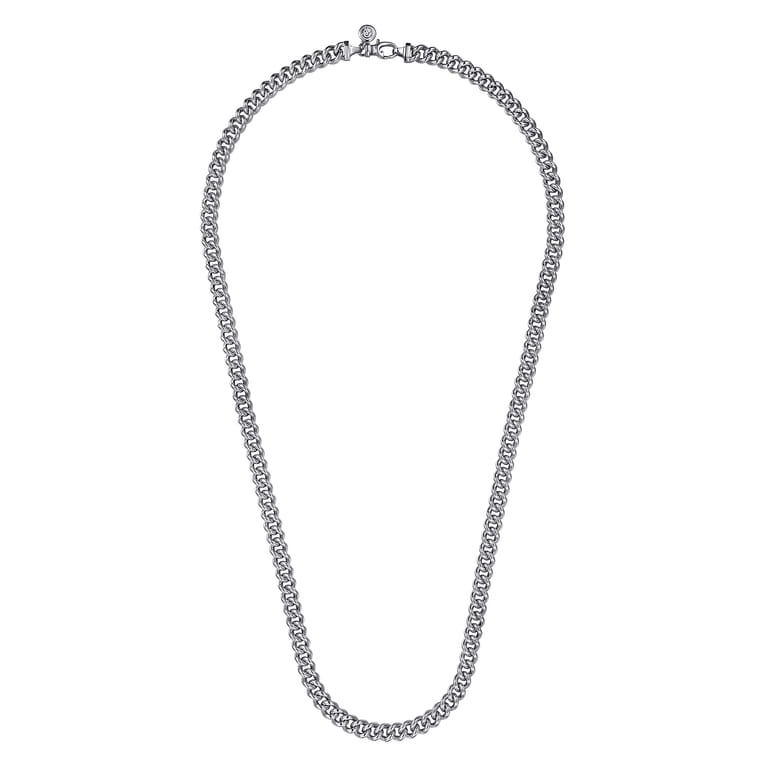 24 Inch 7mm 925 Sterling Silver Men's Solid Cuban Link Chain Necklace - Shot 2
