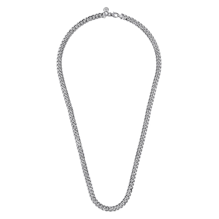 24 Inch 7mm 925 Sterling Silver Men's Solid Diamond Cut Cuban Link Necklace - Shot 2