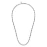 24 Inch 925 Sterling Silver Solid Faceted Men's Link Chain Necklace