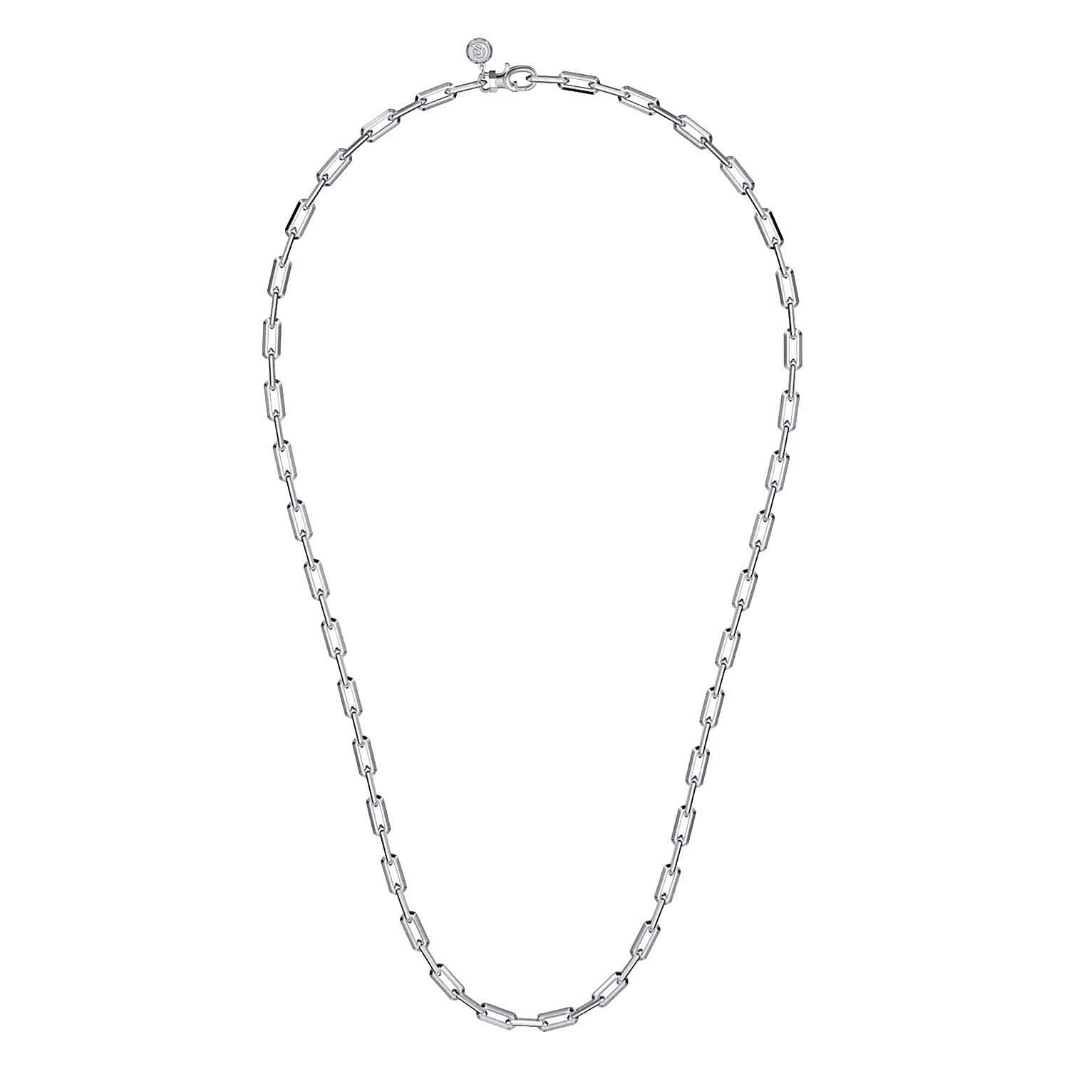 24 Inch 925 Sterling Silver Solid Faceted Men's Link Chain