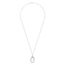 24 Inch 925 Sterling Silver White Sapphire Layered Ovals Pendant Necklace