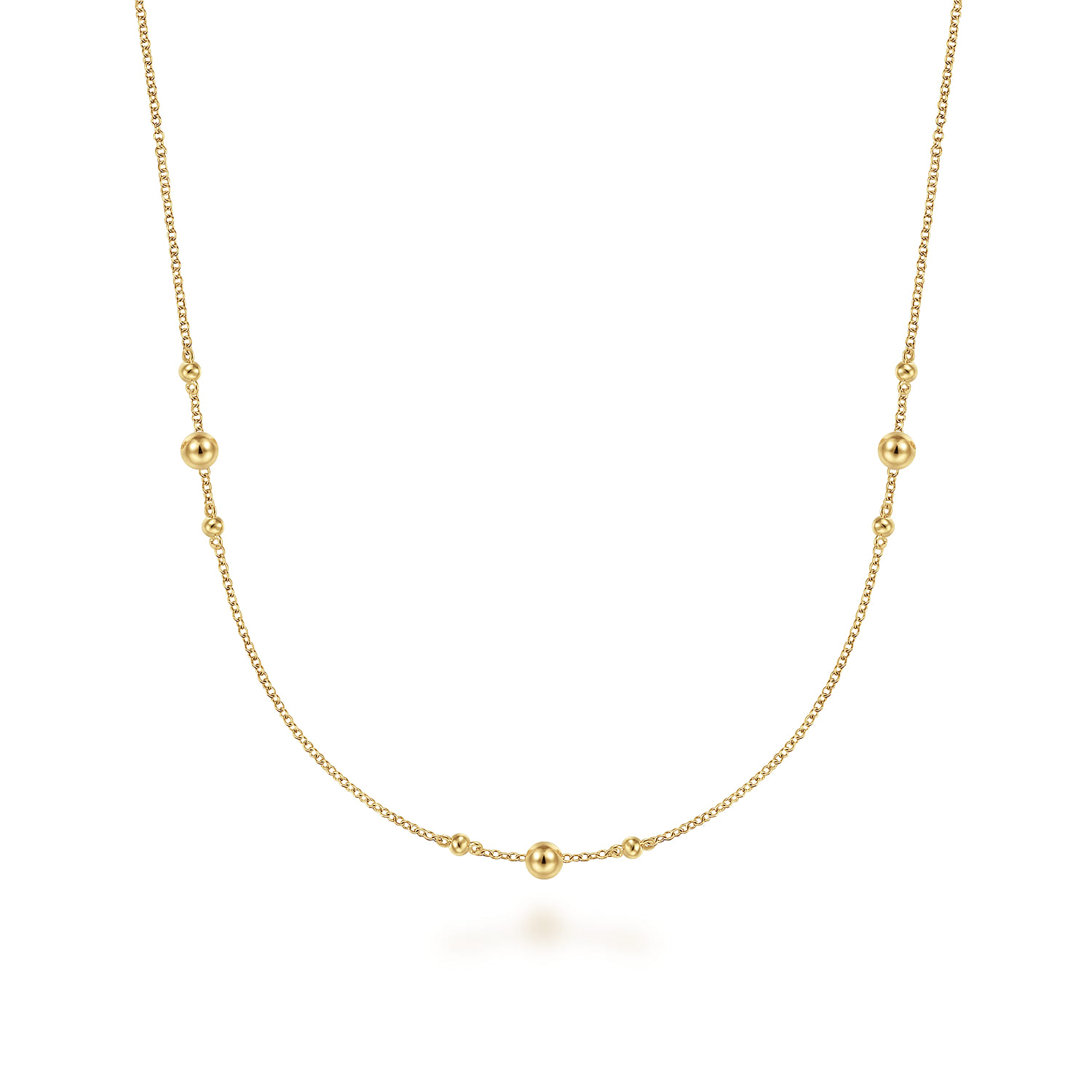 24 inch 14K Yellow Gold Bujukan Bead Station Necklace - Shot 1