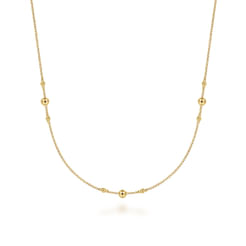 24 inch 14K Yellow Gold Bujukan Bead Station Necklace