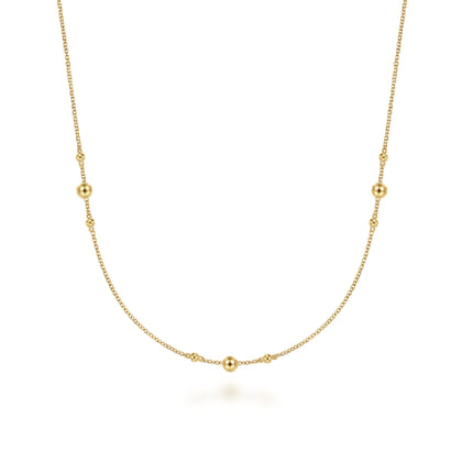 24 inch 14K Yellow Gold Bujukan Bead Station Necklace