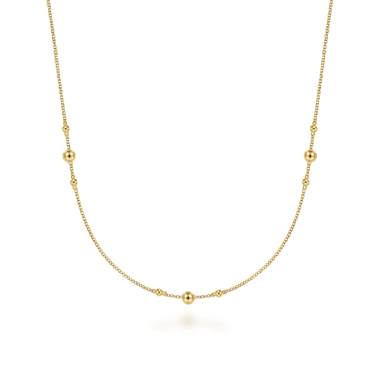 24 inch 14K Yellow Gold Bujukan Bead Station Necklace - Shot 1