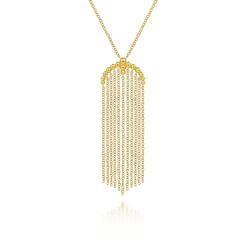 24 inch 14K Yellow Gold Bujukan Tassel Pendant Necklace