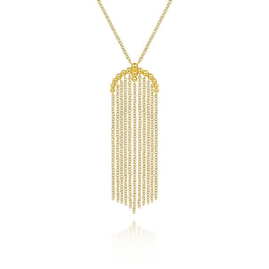 24 inch 14K Yellow Gold Bujukan Tassel Pendant Necklace