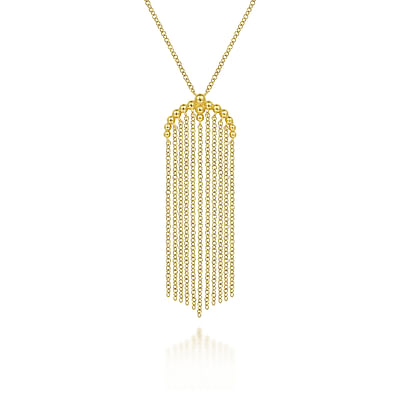 24 inch 14K Yellow Gold Bujukan Tassel Pendant Necklace
