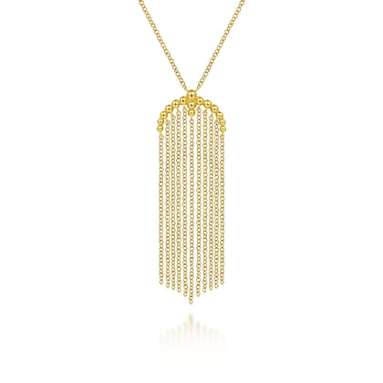 24 inch 14K Yellow Gold Bujukan Tassel Pendant Necklace