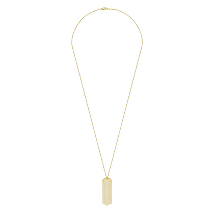 24 inch 14K Yellow Gold Bujukan Tassel Pendant Necklace
