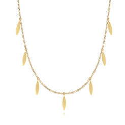 24 inch 14K Yellow Gold Chain Necklace with Marquise Shaped Drops