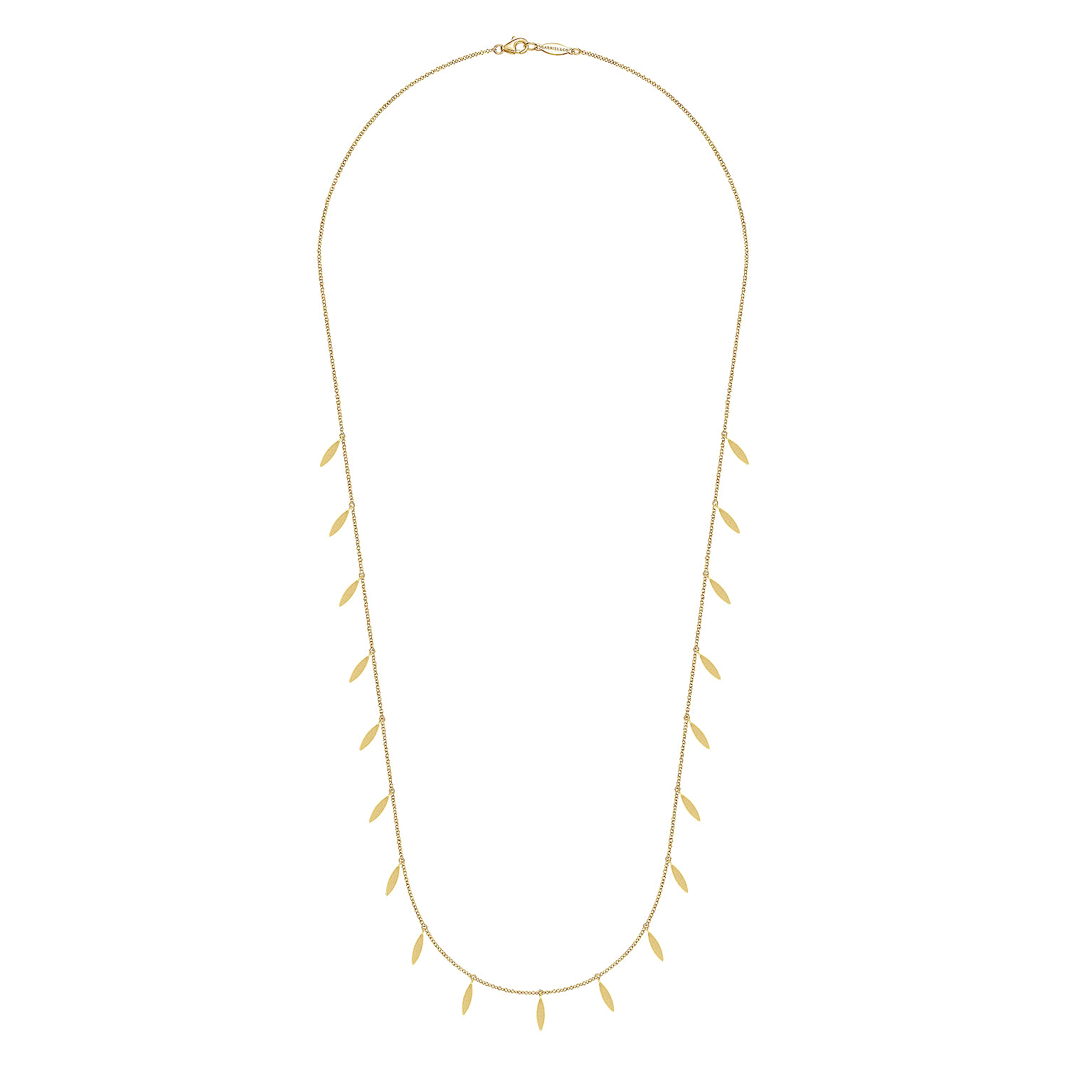 24 inch 14K Yellow Gold Chain Necklace with Marquise Shaped Drops - Shot 2