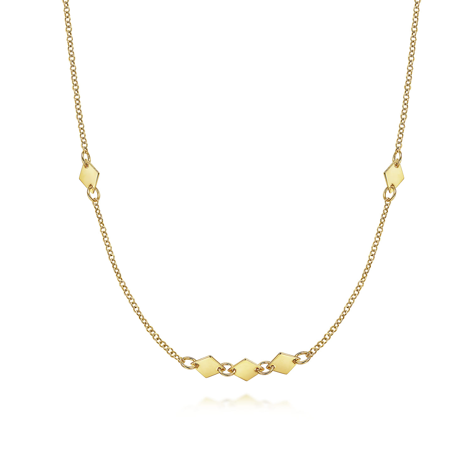 24 inch 14K Yellow Gold Diamond Shaped Disc Station Necklace - Shot 1