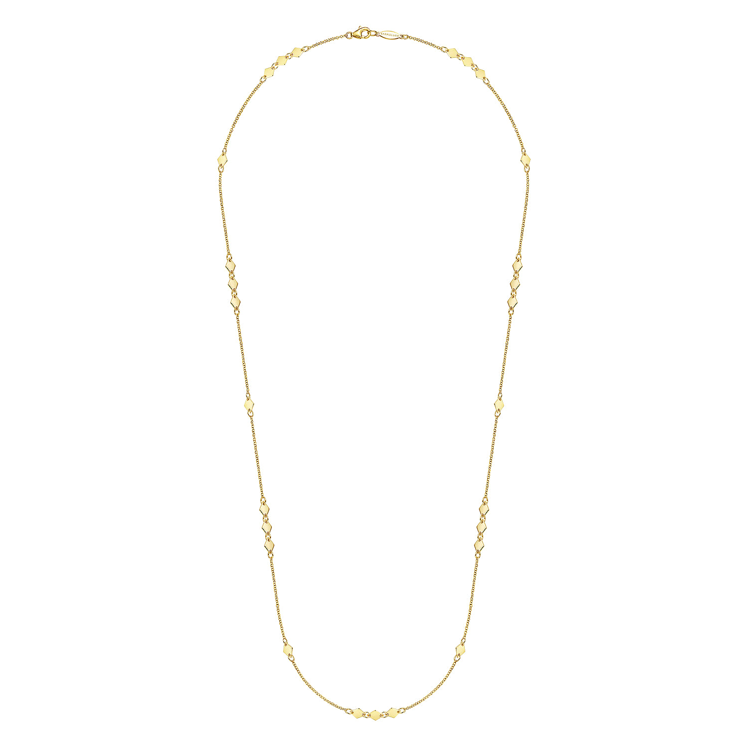 24 inch 14K Yellow Gold Diamond Shaped Disc Station Necklace - Shot 2