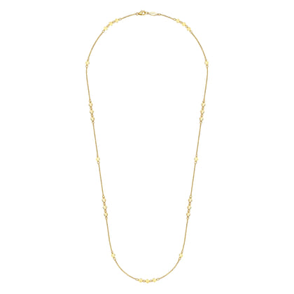 24 inch 14K Yellow Gold Diamond Shaped Disc Station Necklace