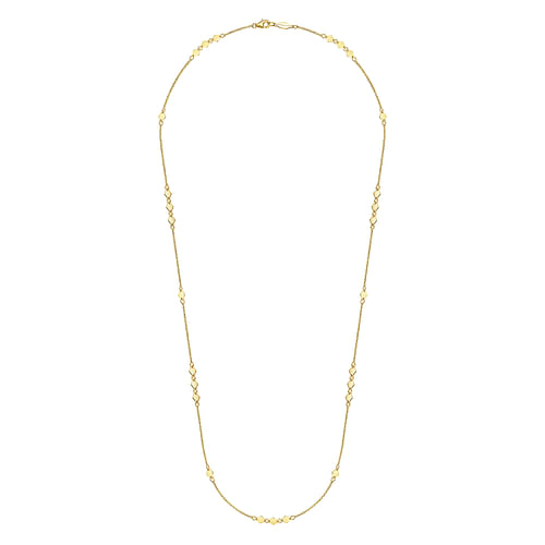 24 inch 14K Yellow Gold Diamond Shaped Disc Station Necklace - Shot 2