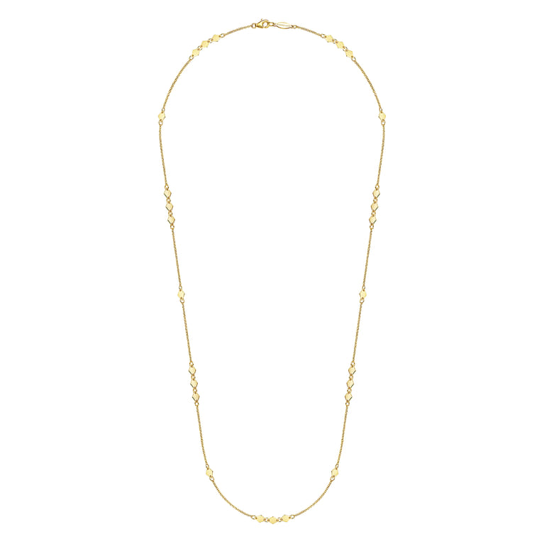 24 inch 14K Yellow Gold Diamond Shaped Disc Station Necklace - Shot 2